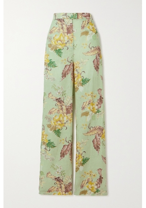 Zimmermann - Matchmaker Floral-print Linen Straight-leg Pants - Green - 00,0,1,2,3,4