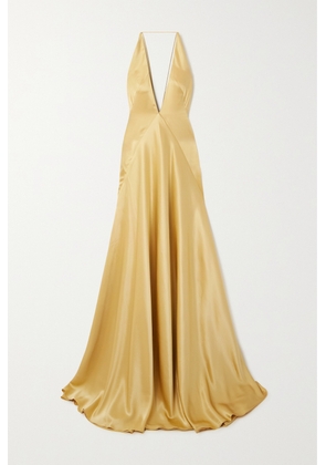 Michael Lo Sordo - Alexandra Open-back Silk-satin Gown - Gold - UK 4,UK 6,UK 8,UK 10,UK 12,UK 14