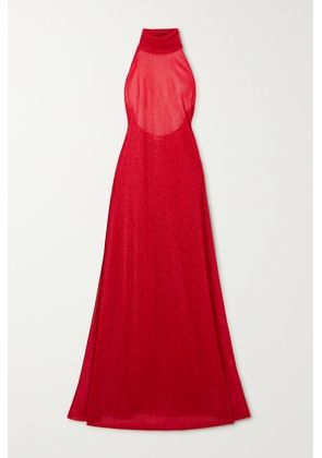 Oséree - Lumière Stretch-knit Halterneck Maxi Dress - Red - small,medium,large,x large