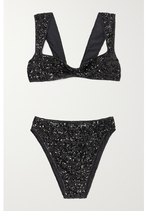 Oséree - Pailettes 90s Sequined Bikini - Black - small,medium,large,x large