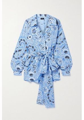 Etro - Belted Paisley-print Cotton And Silk-blend Shirt - Blue - IT36,IT38,IT40,IT42,IT44,IT46,IT48,IT50