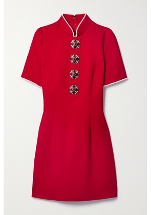 Andrew Gn - Crystal And Faux Pearl-embellished Crepe Mini Dress - Red - FR34,FR36,FR38,FR40,FR42,FR44