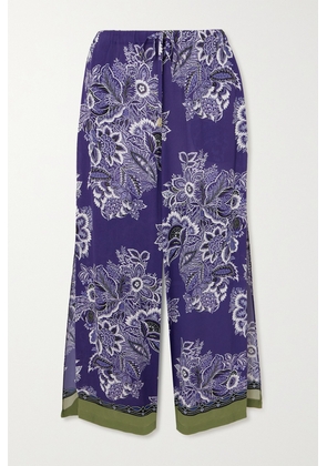 Etro - Floral-print Satin Wide-leg Pants - Blue - x small,small,medium,large,x large