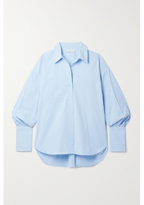 Anine Bing - Maxine Logo-embroidered Cotton-poplin Shirt - Blue - x small,small,medium,large