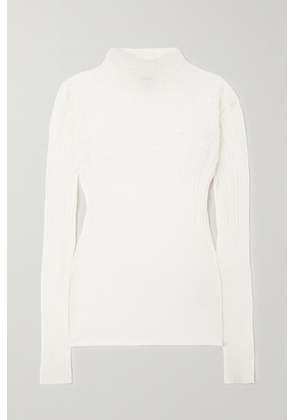 Bottega Veneta - Ribbed Pointelle-knit Cotton-blend Sweater - White - XS,S,M,L