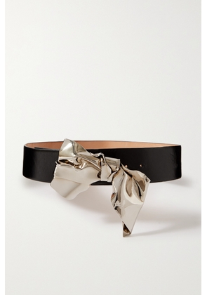 Alexander McQueen - The Metal Fold Embellished Leather Belt - Black - 70,75,80