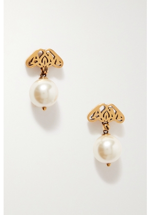 Alexander McQueen - Seal Logo Gold-tone Faux Pearl Earrings - One size