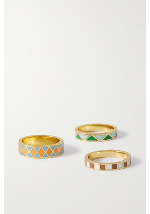 Roxanne Assoulin - Circus Set Of Three Gold-tone And Enamel Rings - Multi - 7