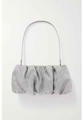 STAUD - Bean Gathered Glittered Leather Shoulder Bag - Silver - One size