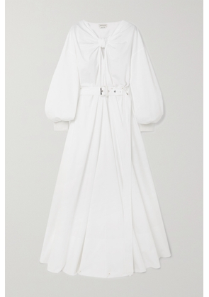 Alexander McQueen - Cocoon Belted Cotton Midi Dress - White - IT38,IT40,IT42,IT44,IT46,IT48