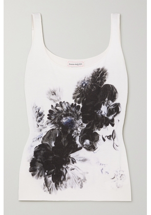 Alexander McQueen - Floral-print Wool And Silk-blend Jersey Tank - White - S,M,L