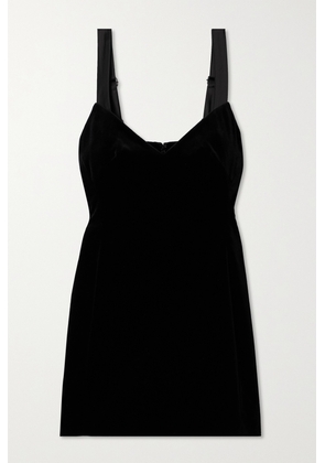 LIBEROWE - + Net Sustain Duchesse Satin-trimmed Cotton-velvet Mini Dress - Black - x small,small,medium,large,x large