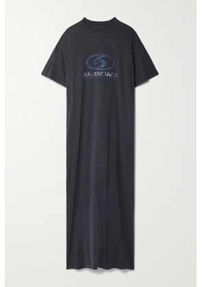Balenciaga - Oversized Printed Cotton-jersey Maxi Dress - Black - 1,2,3,4