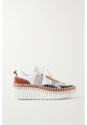 Chloé - + Net Sustain Nama Embroidered Suede And Recycled-mesh Sneakers - Burgundy - IT35,IT36,IT37,IT38,IT39,IT40,IT41,IT42