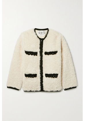 Sea - Harper Crocheted Wool-trimmed Faux Fur Jacket - Cream - xx small,x small,small,medium,large
