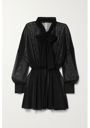 Norma Kamali - Tie-neck Stretch-mesh Mini Dress - Black - xx small,x small,small,medium,large,x large