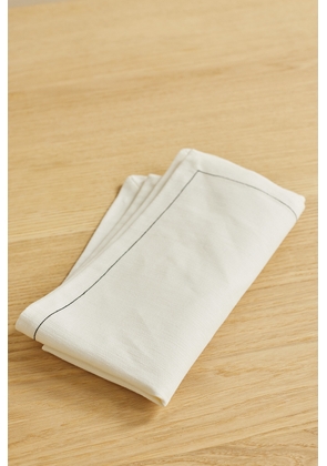 LOUISE ROE - + Sophia Roe Set Of Four Embroidered Cotton And Linen-blend Napkins - White - One size