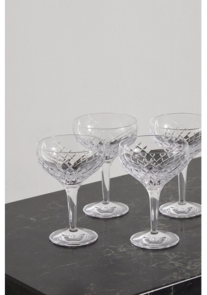Soho Home - Barwell Set Of Four Cut Crystal Champagne Coupes - Neutrals - One size