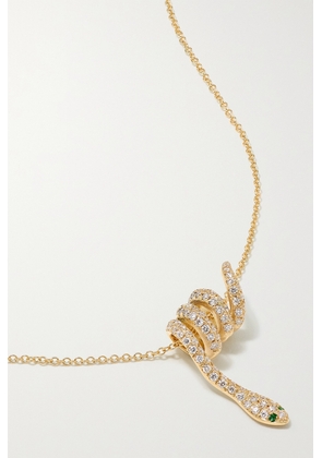 Ileana Makri - Curled Snake 18-karat Gold, Diamond And Tsavorite Necklace - One size