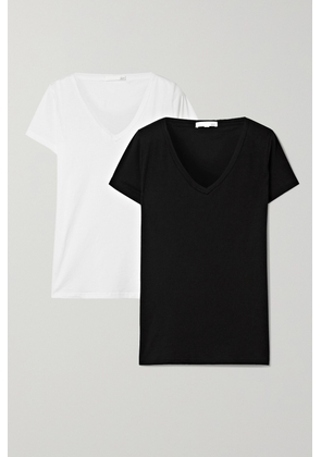 Skin - + Net Sustain Set Of Two Organic Pima Cotton-jersey T-shirts - Black - 0,1,2,3,4