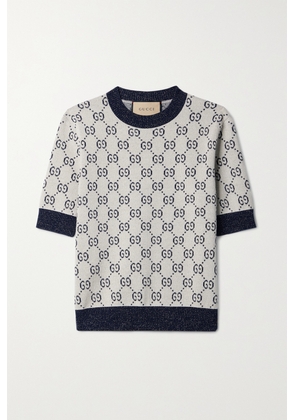 Gucci - Love Parade Metallic Jacquard-knit Cotton-blend Sweater - Blue - XXS,XS,S,M,L,XL,XXL
