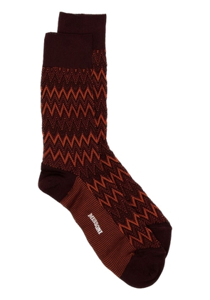 Missoni zigzag-woven cotton socks - Red