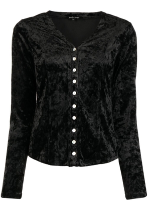 tout a coup crushed velvet button-front blouse - Black
