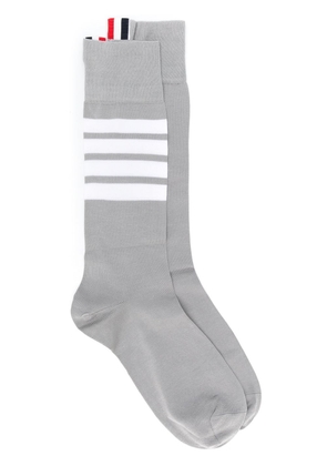 Thom Browne 4-Bar Mid-Calf Cotton Socks - Grey