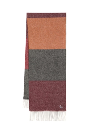PS Paul Smith logo-patch striped wool scarf - Red