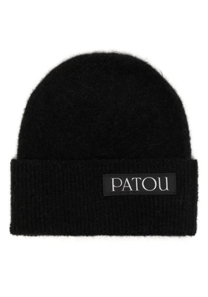 Patou logo-patch ribbed beanie - Black
