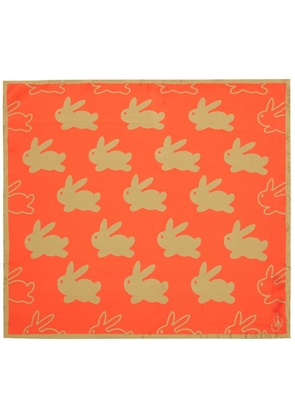 JW Anderson bunny-print silk scarf - Orange