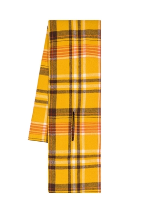 YMC plaid-check wool slot scarf - Yellow