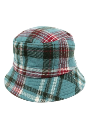 YMC check-pattern wool bucket hat - Blue