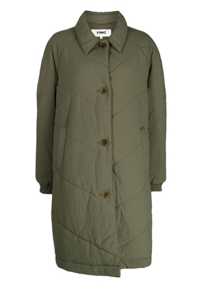 YMC classic-collar padded-design coat - Green