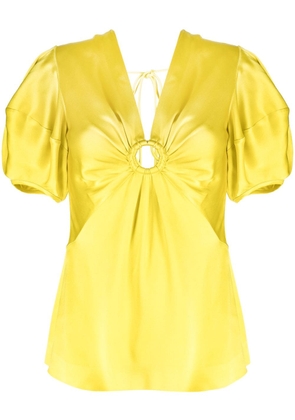 Stella McCartney cut-out detail ruched blouse - Yellow