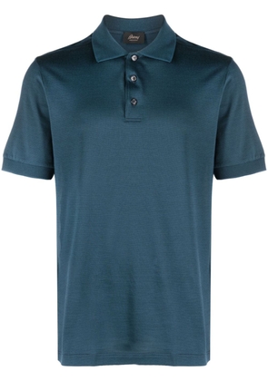 Brioni button-fastening short-sleeve polo shirt - Blue