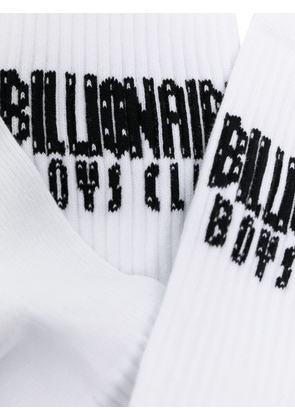 Billionaire Boys Club logo-intarsia knitted socks - White