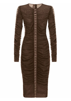 Dolce & Gabbana ruched tulle dress - Brown