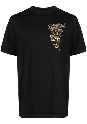 Roberto Cavalli logo print cotton T-shirt - Black
