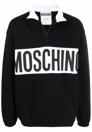 Moschino logo-print front-zip sweatshirt - Black