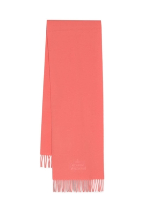 Vivienne Westwood Orb logo-embroidery wool scarf - Pink