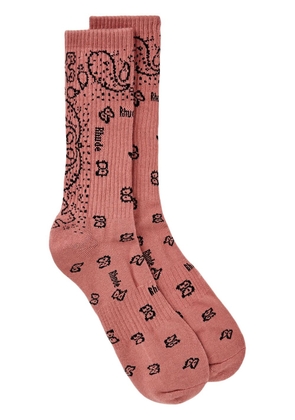 Rhude graphic-print crew socks - Brown