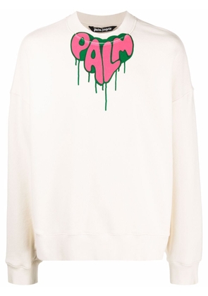 Palm Angels heart logo-print sweatshirt - Neutrals
