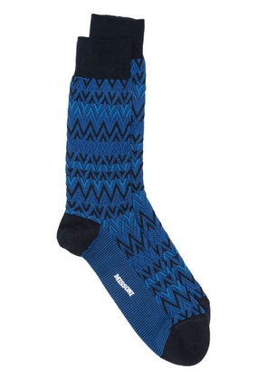 Missoni chevron-woven wool socks - Blue