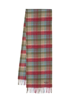 Mulberry check-pattern fringe-detailing scarf - Blue