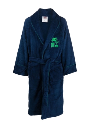 ETRO HOME embroidered-motif cotton robe - Blue
