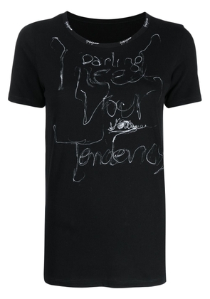 Yohji Yamamoto contrast-lettering cotton T-shirt - Black