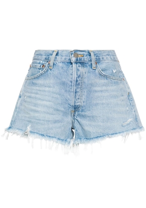 AGOLDE frayed-detail denim shorts - Blue