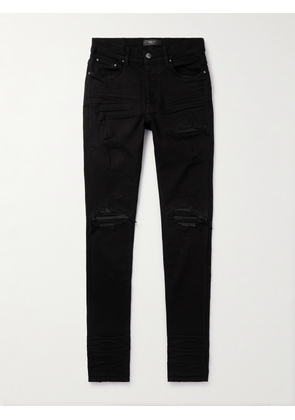 AMIRI - MX1 Skinny-Fit Leather-Panelled Distressed Jeans - Men - Black - UK/US 28
