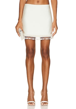 PatBO Beaded Mini Skirt in White - Cream. Size S (also in M, XS).